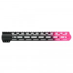 CERAKOTE GRADIENT| AR-15 ANGLE CUT CLAMP ON M-LOK 15 INCH HANDGUARD- BLACK BASE- GRADIENT- PINK -MADE IN U.S.A